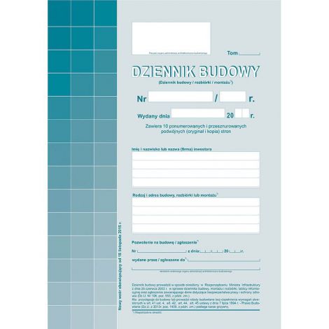 Druk MiP Dziennik budowy/rozbiórki/montażu A4/10